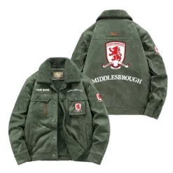 Middlesbrough Fan Gift Padded Lapel Jacket, Jacket All Over Print For NFL Lovers, Custom Name G1A082025MB001 - Army Green
