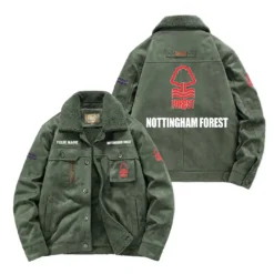 Nottingham Forest Fan Gift Padded Lapel Jacket, Jacket All Over Print For NFL Lovers, Custom Name G1A082025NF001 - Army Green
