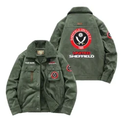 Sheffield United Fan Gift Padded Lapel Jacket, Jacket All Over Print For NFL Lovers, Custom Name G1A082025SU001 - Army Green