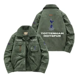 Tottenham Hotspur Fan Gift Padded Lapel Jacket, Jacket All Over Print For NFL Lovers, Custom Name G1A082025TH001 - Army Green