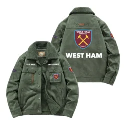 West Ham United Fan Gift Padded Lapel Jacket, Jacket All Over Print For NFL Lovers, Custom Name G1A082025WHU001 - Army Green