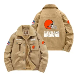 Carolina Panthers Fan Gift Padded Lapel Jacket, Jacket All Over Print For NFL Lovers, Custom Name G1A072025CB001 - Khaki