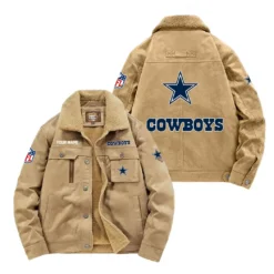 Denver Broncos Fan Gift Padded Lapel Jacket, Jacket All Over Print For NFL Lovers, Custom Name G1A072025DC001 - Khaki