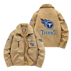 Tennessee Titans Fan Gift Padded Lapel Jacket, Jacket All Over Print For NFL Lovers, Custom Name G1A072025TT001 - Khaki