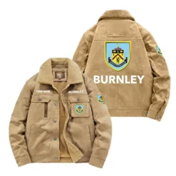 Burnley Fan Gift Padded Lapel Jacket, Jacket All Over Print For NFL Lovers, Custom Name G1A082025BL001 - Khaki