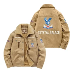 Crystal Palace Fan Gift Padded Lapel Jacket, Jacket All Over Print For NFL Lovers, Custom Name G1A082025CP001 - Khaki