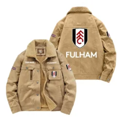 Fulham Fan Gift Padded Lapel Jacket, Jacket All Over Print For NFL Lovers, Custom Name G1A082025FH001 - Khaki
