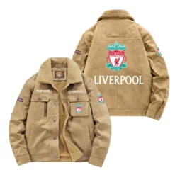Liverpool Fan Gift Padded Lapel Jacket, Jacket All Over Print For NFL Lovers, Custom Name G1A082025LP001 - Khaki