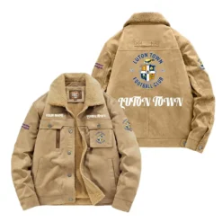 Luton Town Fan Gift Padded Lapel Jacket, Jacket All Over Print For NFL Lovers, Custom Name G1A082025LT001 - Khaki