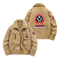 Sheffield United Fan Gift Padded Lapel Jacket, Jacket All Over Print For NFL Lovers, Custom Name G1A082025SU001 - Khaki