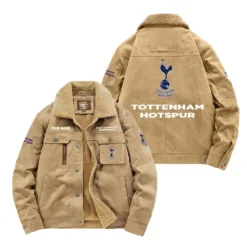 Tottenham Hotspur Fan Gift Padded Lapel Jacket, Jacket All Over Print For NFL Lovers, Custom Name G1A082025TH001 - Khaki