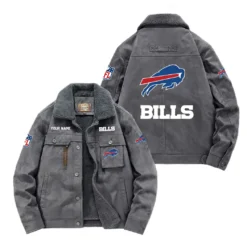 Baltimore Ravens Fan Gift Padded Lapel Jacket, Jacket All Over Print For NFL Lovers, Custom Name G1A072025BB001 - Gray