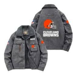 Carolina Panthers Fan Gift Padded Lapel Jacket, Jacket All Over Print For NFL Lovers, Custom Name G1A072025CB001 - Gray