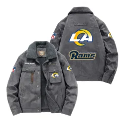 Los Angeles Chargers Fan Gift Padded Lapel Jacket, Jacket All Over Print For NFL Lovers, Custom Name G1A072025LAR001 - Gray