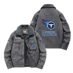 Tennessee Titans Fan Gift Padded Lapel Jacket, Jacket All Over Print For NFL Lovers, Custom Name G1A072025TT001 - Gray