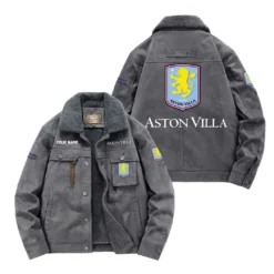 Aston Villa Fan Gift Padded Lapel Jacket, Jacket All Over Print For NFL Lovers, Custom Name G1A082025AV001 - Gray