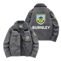 Burnley Fan Gift Padded Lapel Jacket, Jacket All Over Print For NFL Lovers, Custom Name G1A082025BL001 - Gray