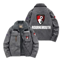 Bournemouth Fan Gift Padded Lapel Jacket, Jacket All Over Print For NFL Lovers, Custom Name G1A082025BNM001 - Gray