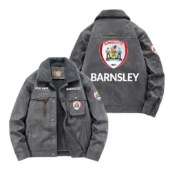 Barnsley Fan Gift Padded Lapel Jacket, Jacket All Over Print For NFL Lovers, Custom Name G1A082025BS001 - Gray