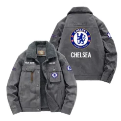 Chelsea Fan Gift Padded Lapel Jacket, Jacket All Over Print For NFL Lovers, Custom Name G1A082025CS001 - Gray