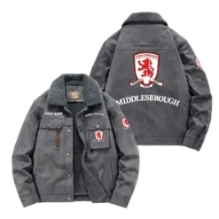 Middlesbrough Fan Gift Padded Lapel Jacket, Jacket All Over Print For NFL Lovers, Custom Name G1A082025MB001 - Gray