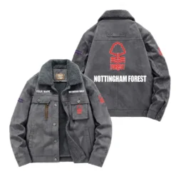 Nottingham Forest Fan Gift Padded Lapel Jacket, Jacket All Over Print For NFL Lovers, Custom Name G1A082025NF001 - Gray