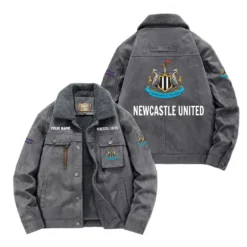 Newcastle United Fan Gift Padded Lapel Jacket, Jacket All Over Print For NFL Lovers, Custom Name G1A082025NU001 - Gray
