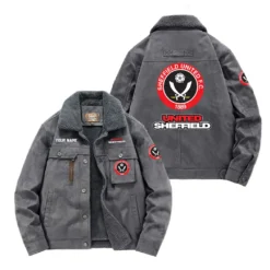 Sheffield United Fan Gift Padded Lapel Jacket, Jacket All Over Print For NFL Lovers, Custom Name G1A082025SU001 - Gray