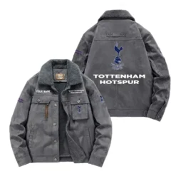 Tottenham Hotspur Fan Gift Padded Lapel Jacket, Jacket All Over Print For NFL Lovers, Custom Name G1A082025TH001 - Gray