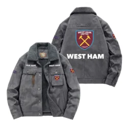 West Ham United Fan Gift Padded Lapel Jacket, Jacket All Over Print For NFL Lovers, Custom Name G1A082025WHU001 - Gray
