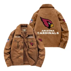 Arizona Cardinals Fan Gift Padded Lapel Jacket, Jacket All Over Print For NFL Lovers, Custom Name G1A072025AC001 - Coffee