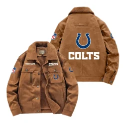 Indianapolis Colts Fan Gift Padded Lapel Jacket, Jacket All Over Print For NFL Lovers, Custom Name G1A072025IC001 - Coffee