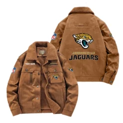 Jacksonville Jaguars Fan Gift Padded Lapel Jacket, Jacket All Over Print For NFL Lovers, Custom Name G1A072025JJ001 - Coffee