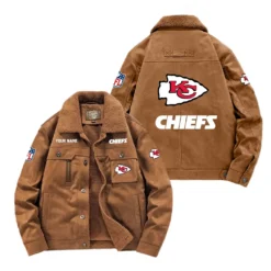 Kansas City Chiefs Fan Gift Padded Lapel Jacket, Jacket All Over Print For NFL Lovers, Custom Name G1A072025KCC001 - Coffee