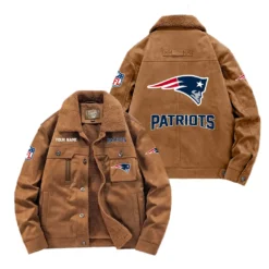 New England Patriots Fan Gift Padded Lapel Jacket, Jacket All Over Print For NFL Lovers, Custom Name G1A072025NEP001 - Coffee