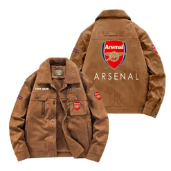 Arsenal Fan Gift Padded Lapel Jacket, Jacket All Over Print For NFL Lovers, Custom Name G1A082025ASN001 - Coffee