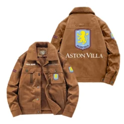 Aston Villa Fan Gift Padded Lapel Jacket, Jacket All Over Print For NFL Lovers, Custom Name G1A082025AV001 - Coffee