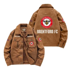 Brentford Fan Gift Padded Lapel Jacket, Jacket All Over Print For NFL Lovers, Custom Name G1A082025BF001 - Coffee