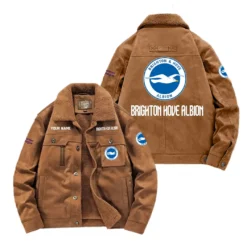 Brighton & Hove Albion Fan Gift Padded Lapel Jacket, Jacket All Over Print For NFL Lovers, Custom Name G1A082025BHA001 - Coffee