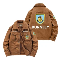 Burnley Fan Gift Padded Lapel Jacket, Jacket All Over Print For NFL Lovers, Custom Name G1A082025BL001 - Coffee