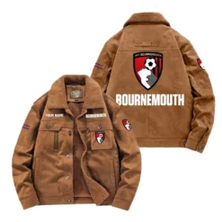 Bournemouth Fan Gift Padded Lapel Jacket, Jacket All Over Print For NFL Lovers, Custom Name G1A082025BNM001 - Coffee
