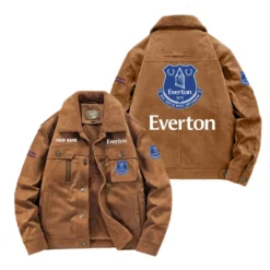 Everton Fan Gift Padded Lapel Jacket, Jacket All Over Print For NFL Lovers, Custom Name G1A082025ET001 - Coffee