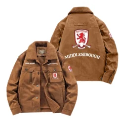 Middlesbrough Fan Gift Padded Lapel Jacket, Jacket All Over Print For NFL Lovers, Custom Name G1A082025MB001 - Coffee