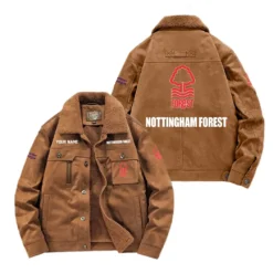 Nottingham Forest Fan Gift Padded Lapel Jacket, Jacket All Over Print For NFL Lovers, Custom Name G1A082025NF001 - Coffee