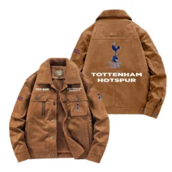 Tottenham Hotspur Fan Gift Padded Lapel Jacket, Jacket All Over Print For NFL Lovers, Custom Name G1A082025TH001 - Coffee