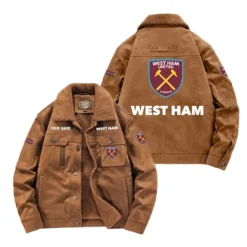 West Ham United Fan Gift Padded Lapel Jacket, Jacket All Over Print For NFL Lovers, Custom Name G1A082025WHU001 - Coffee