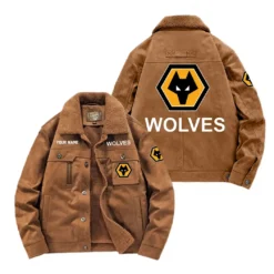 Wolverhampton Wanderers (Wolves) Fan Gift Padded Lapel Jacket, Jacket All Over Print For NFL Lovers, Custom Name G1A082025WW001 - Coffee