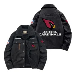 Arizona Cardinals Fan Gift Padded Lapel Jacket, Jacket All Over Print For NFL Lovers, Custom Name G1A072025AC001 - Black