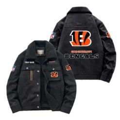 Cincinnati Bengals Fan Gift Padded Lapel Jacket, Jacket All Over Print For NFL Lovers, Custom Name G1A072025CiB001 - Black