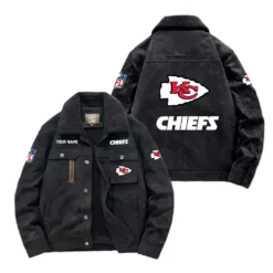 Kansas City Chiefs Fan Gift Padded Lapel Jacket, Jacket All Over Print For NFL Lovers, Custom Name G1A072025KCC001 - Black